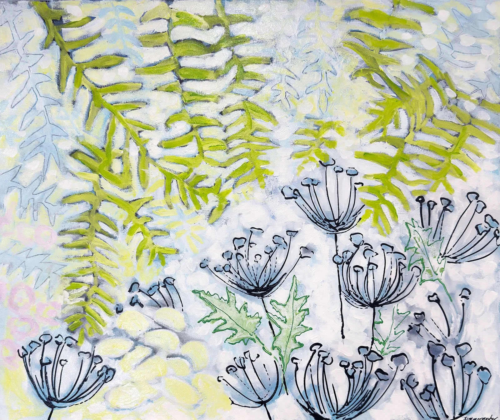 Frost, Acrylic on canvas, 20” x 24”. Includes canvas Floater Frame in Black, $1200