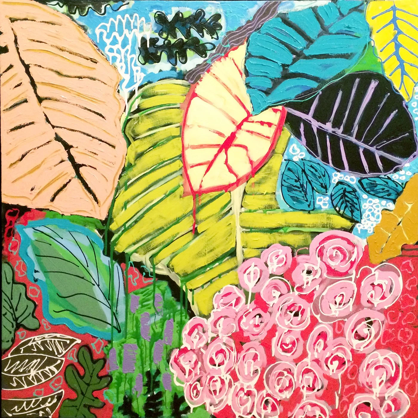 Merge, acrylic on canvas, 36" x 36", Globesil, Inc.