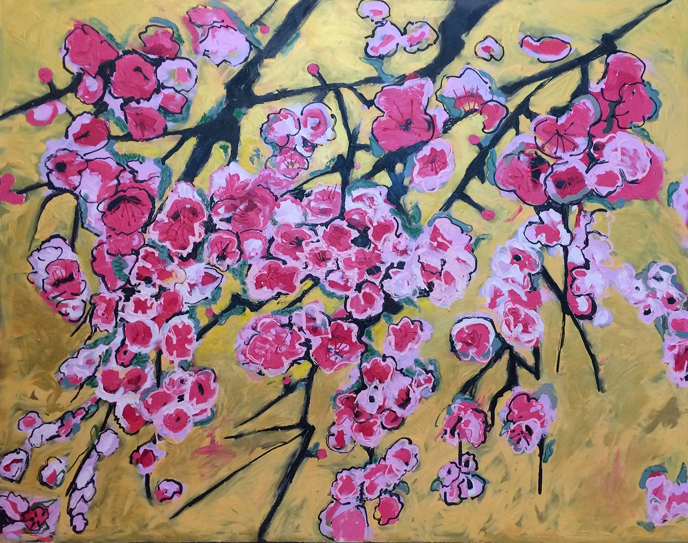 Cherry Blossoms, acrylic on canvas, 48" x 60", Globesil, Inc.