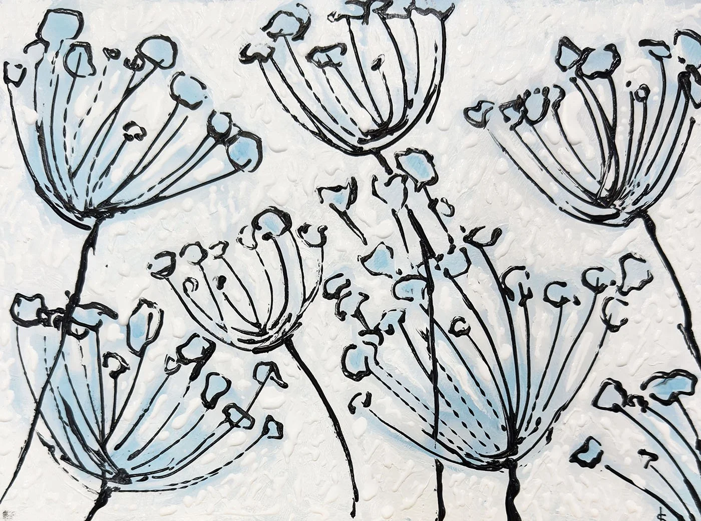 Winter Frost, Acrylic on wood panel, 9” x 12”. Includes canvas Floater Frame in Natural Wood