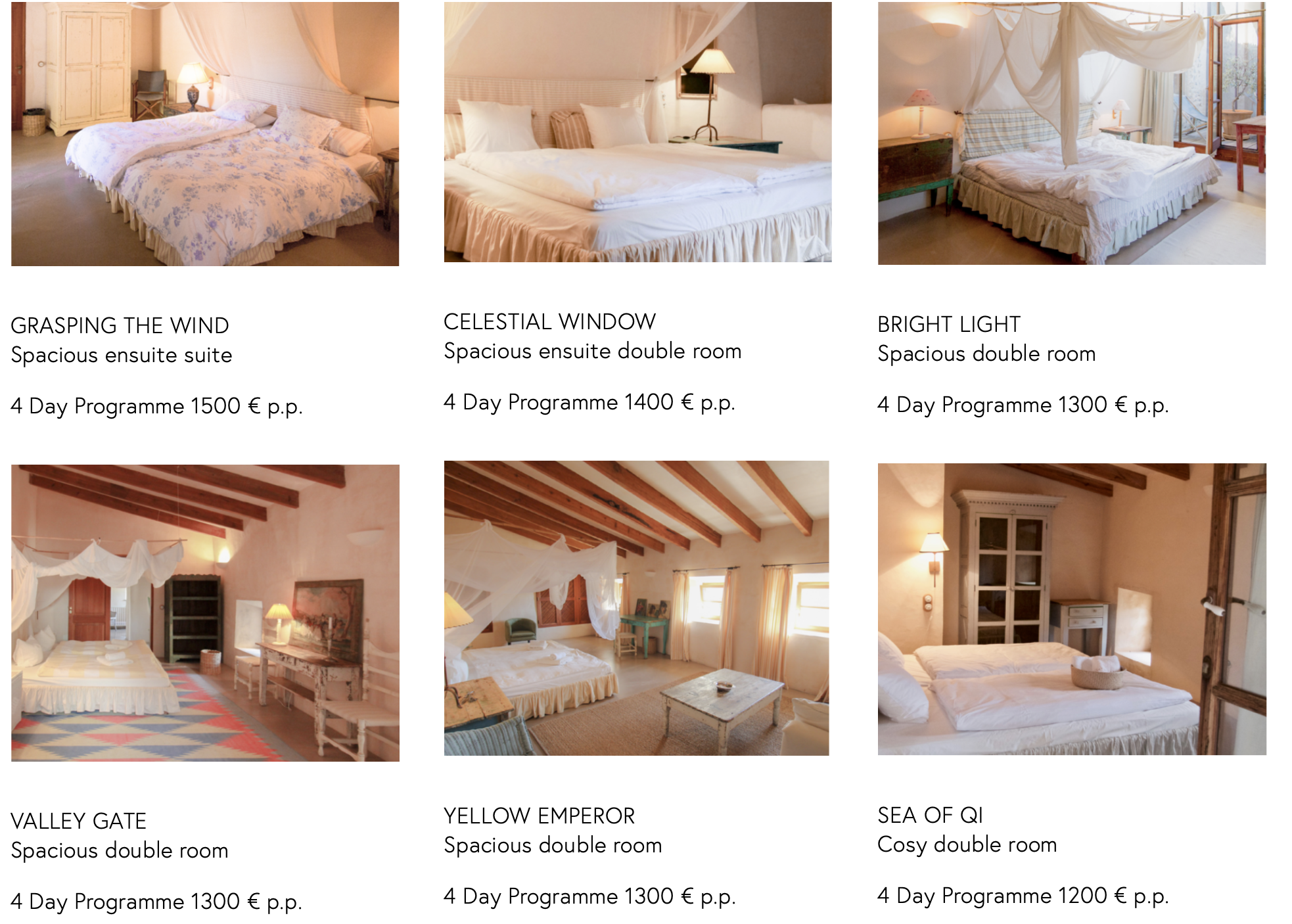 * Please note due to limited spaces, a single occupancy surcharge will apply. Please contact us for further information