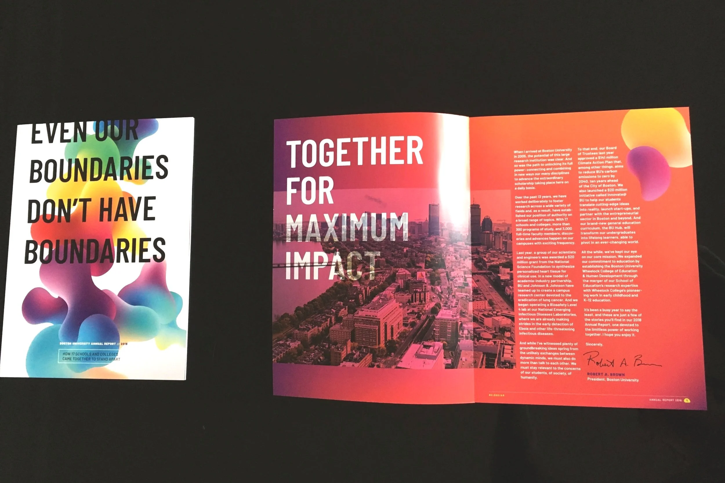  The look and feel emphasizes the  boundlessness  of the teams working and learning at BU. They collaborate and share across many disciplines. 