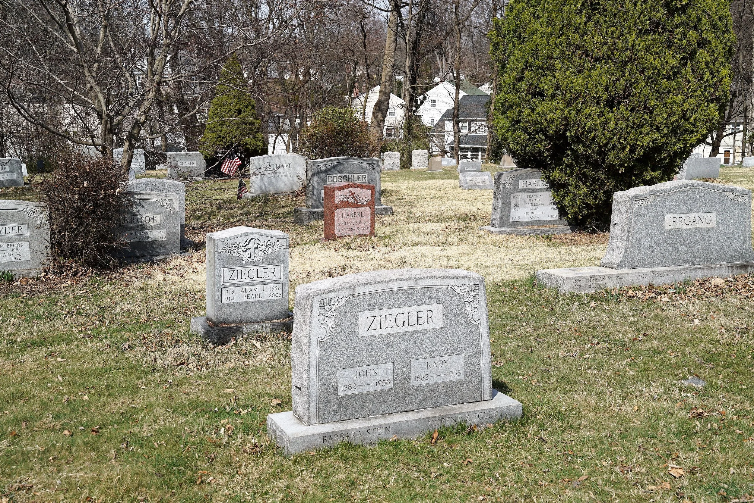 Eastlawn Cemetery in Ridley Township, PA. You can see in this photo that houses are nearby.