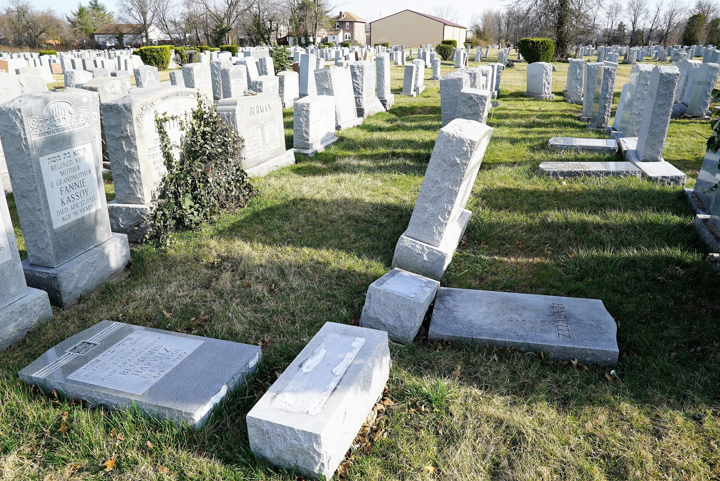 Photo: Mount Jacob Cemetery in Glenolden, Pennsylvania. Keep children away from headstones that are leaning like this.