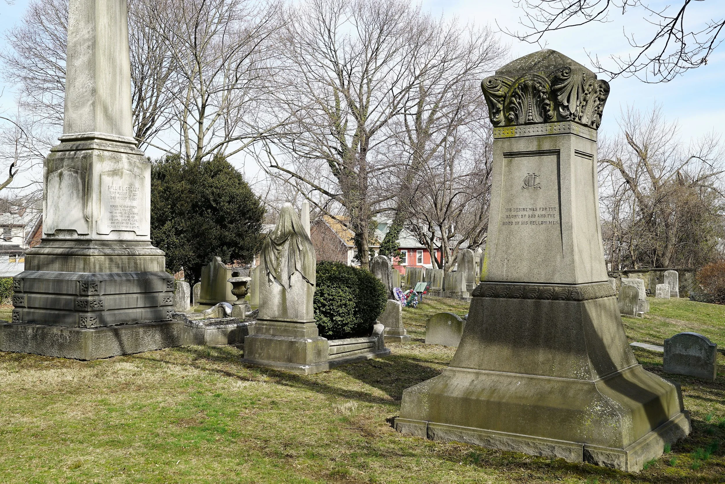 The cemetery in the backyard of the Upland Baptist Church. Upland, Pennsylvania.