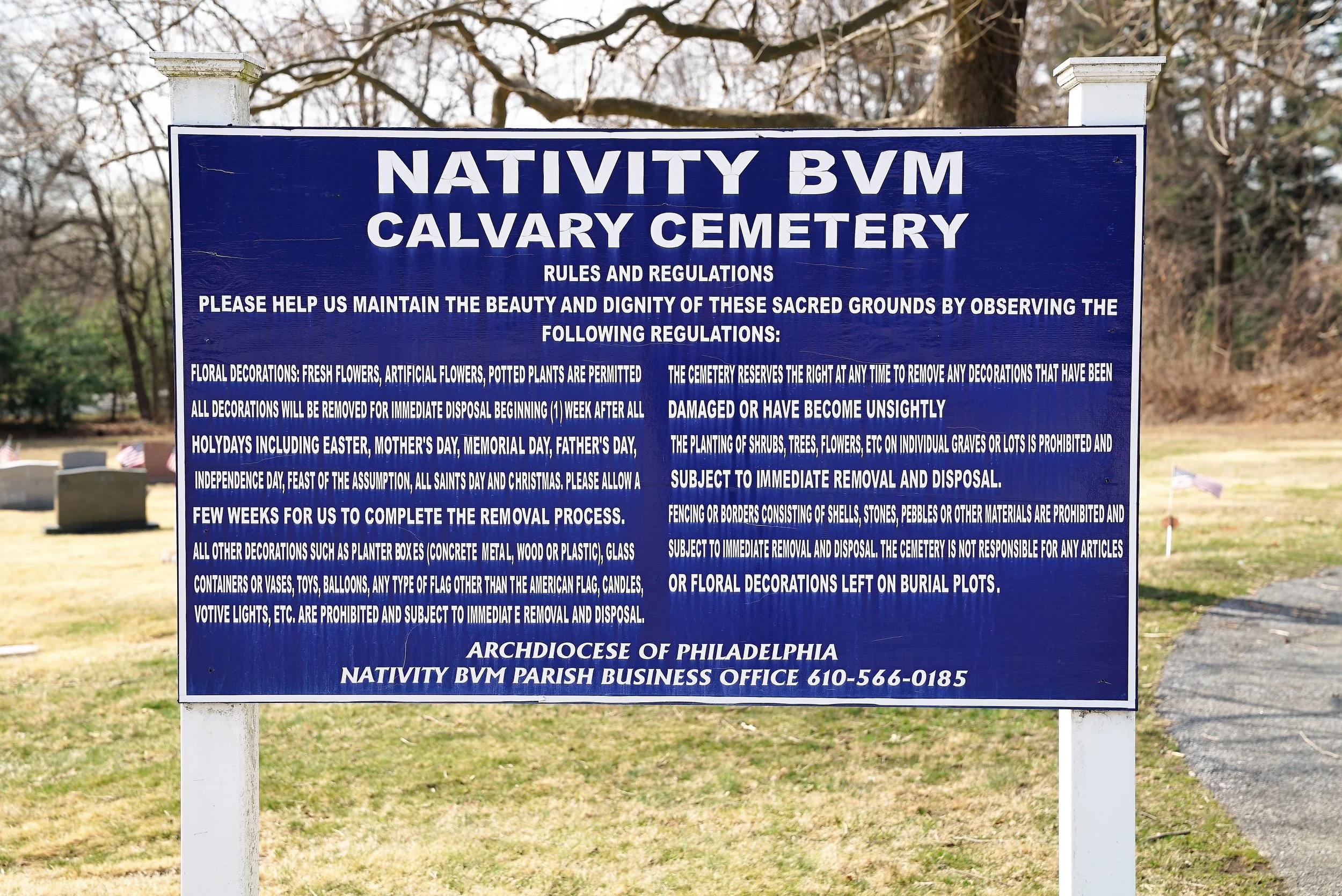 Photo: Nativity BVM Calvary Cemetery rules.