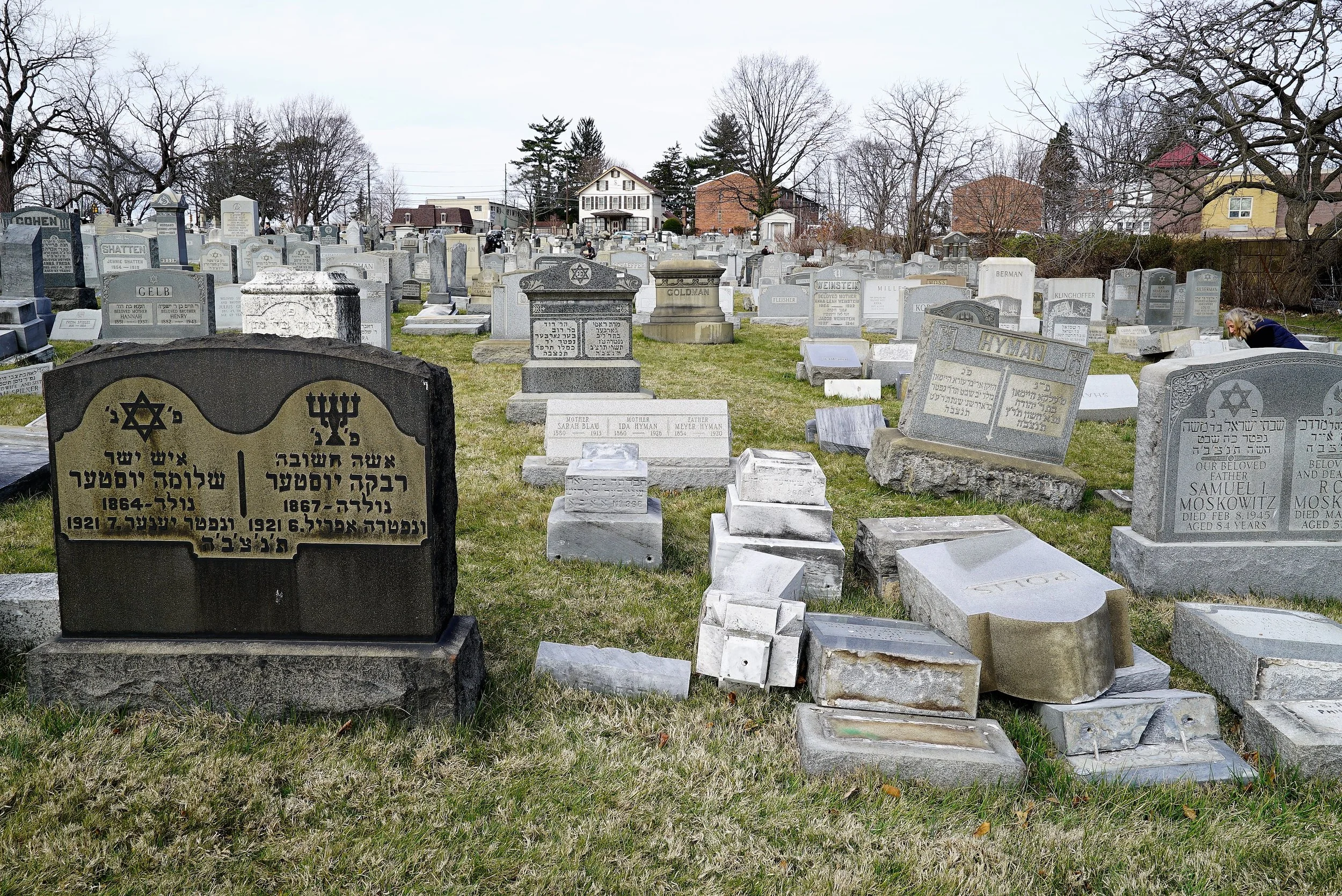 Vandal damage a Mount Carmel Cemetery. Philadelphia, PA.