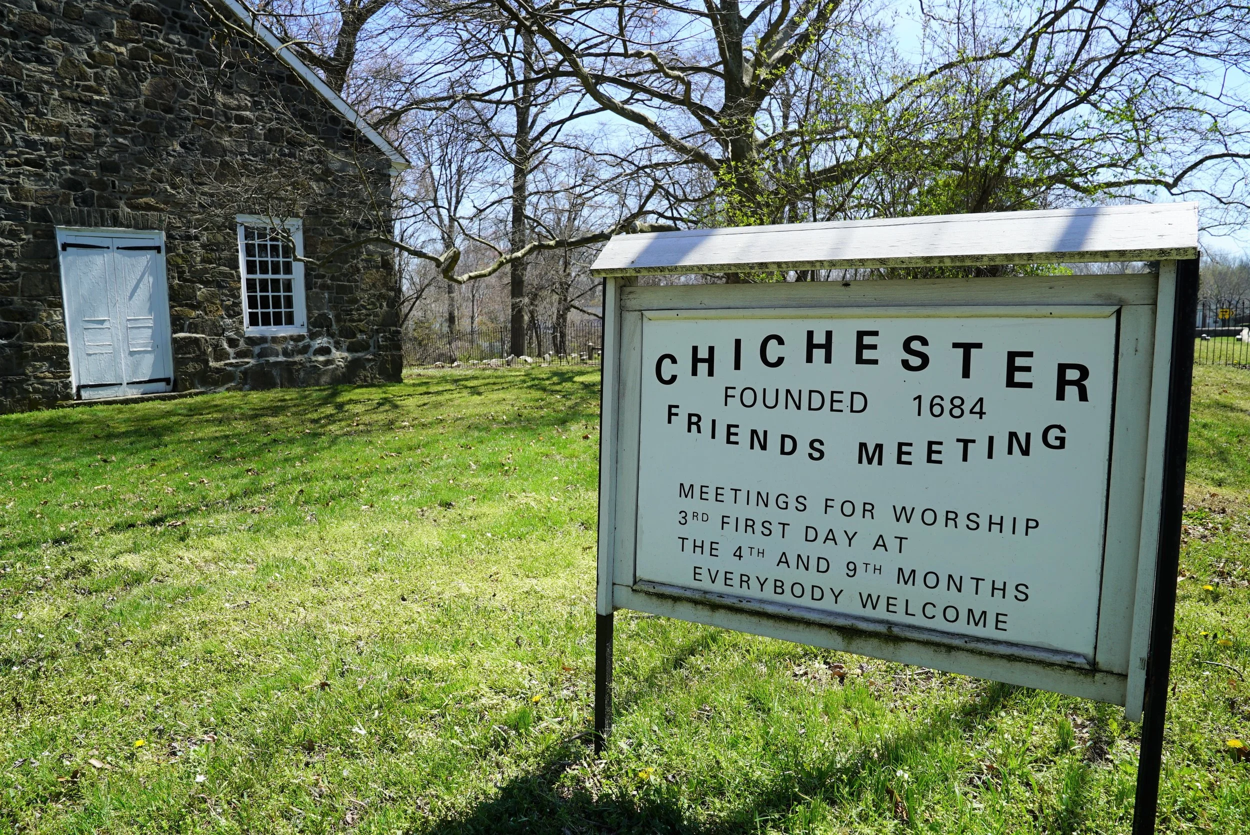 Outside the Chichester Friends Meeting Cemetery. Upper Chichester Township, Pennsylvania.