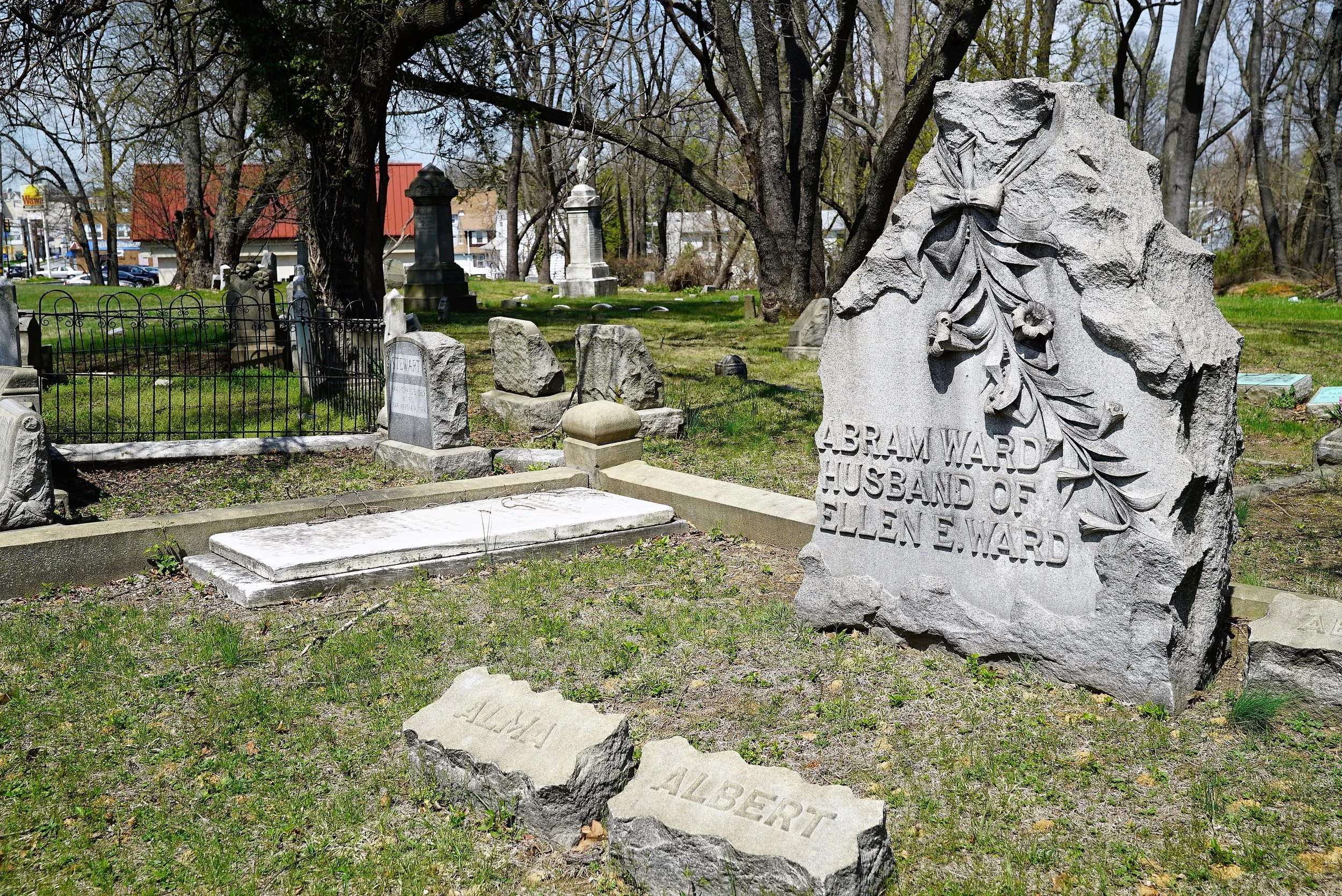 Very large tombstone at Prospect Hill Baptist Church Cemetery. Prospect Park, Pennsylvania.