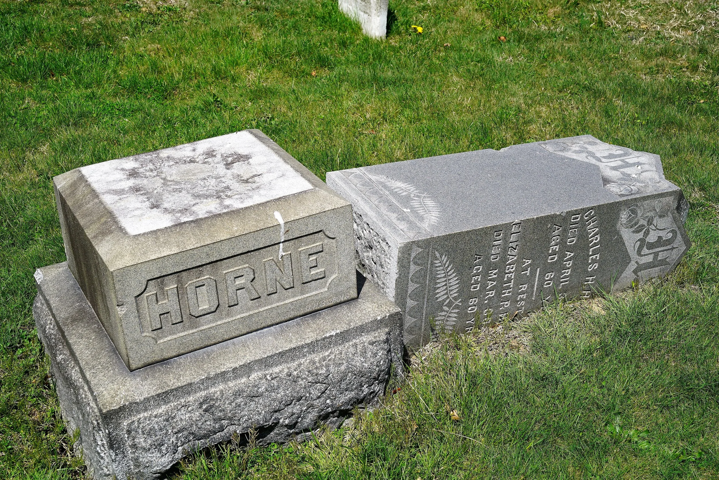 A monument waiting for help. Prospect Hill Baptist Church Cemetery. Prospect Park, PA.
