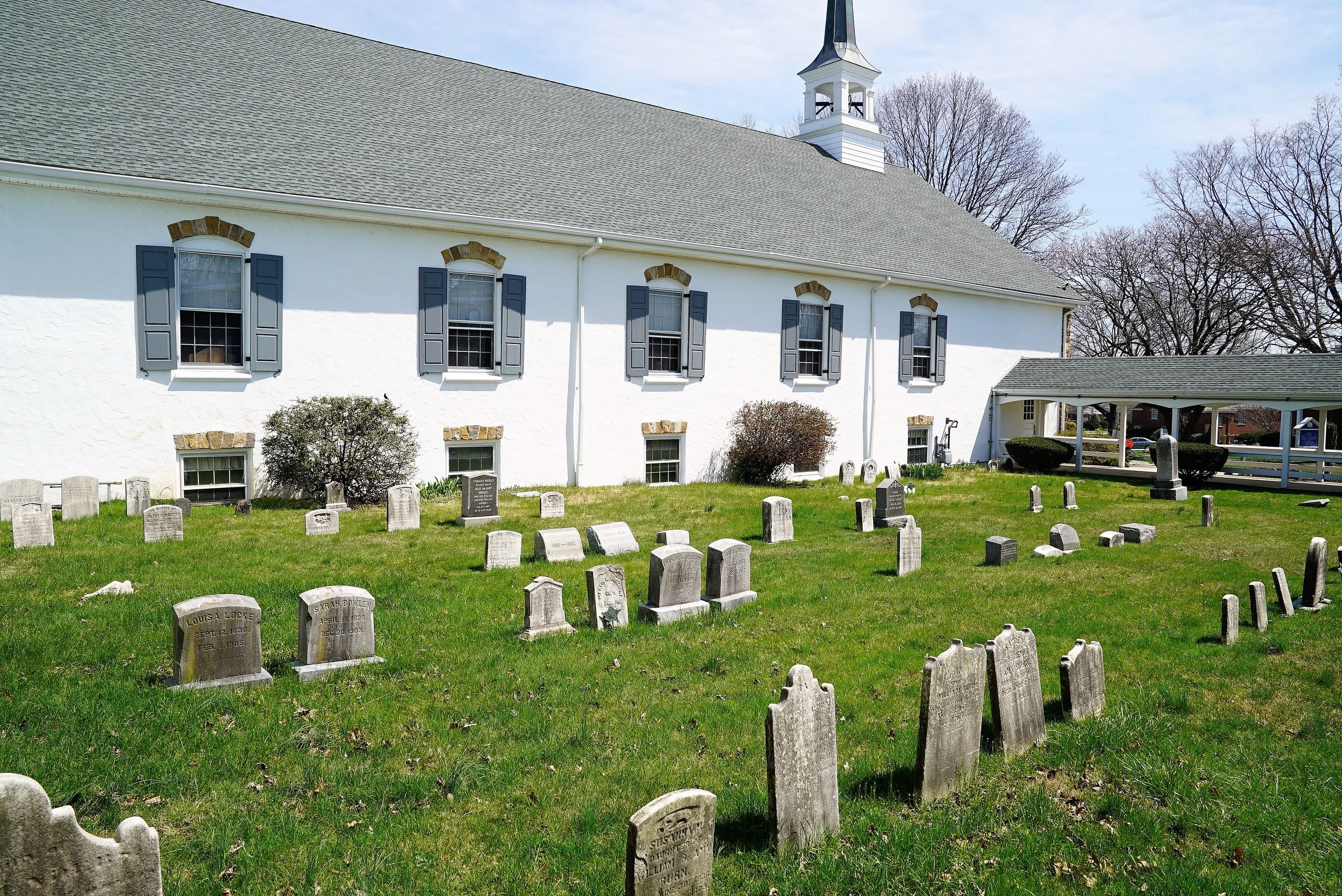 Mini-cemetery at The Blue Church. Springfield, Pennsylvania.
