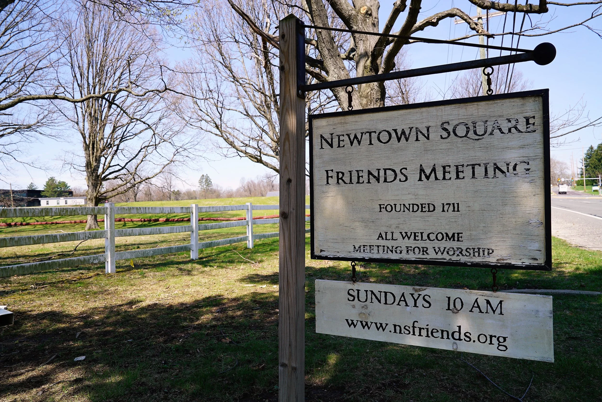 At the entrance to the Newtown Square Friends Meeting Burial Ground. Newtown Square, Pennsylvania.