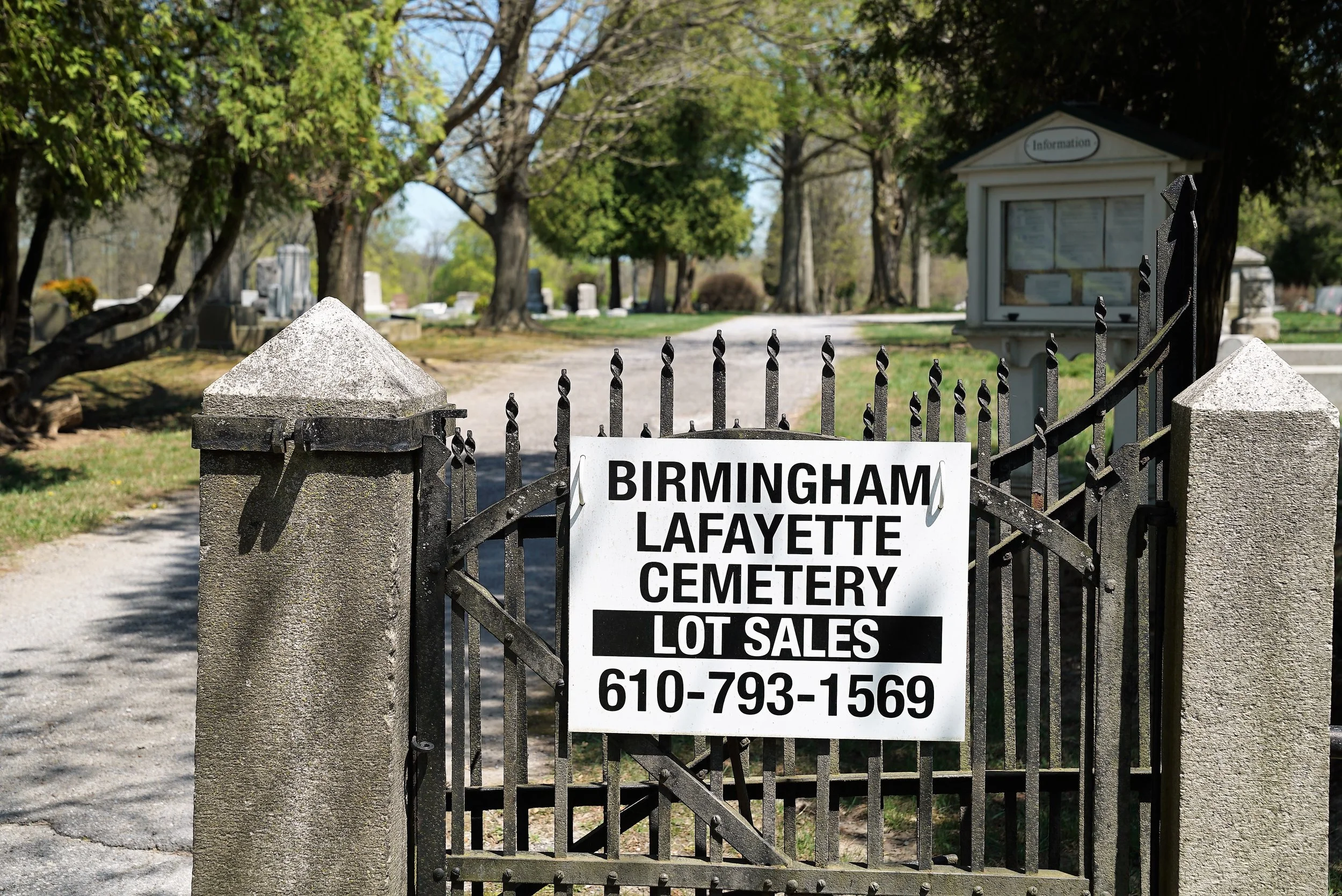 Burial lots are still available: Birmingham Lafayette Cemetery. West Chester, Pennsylvania.