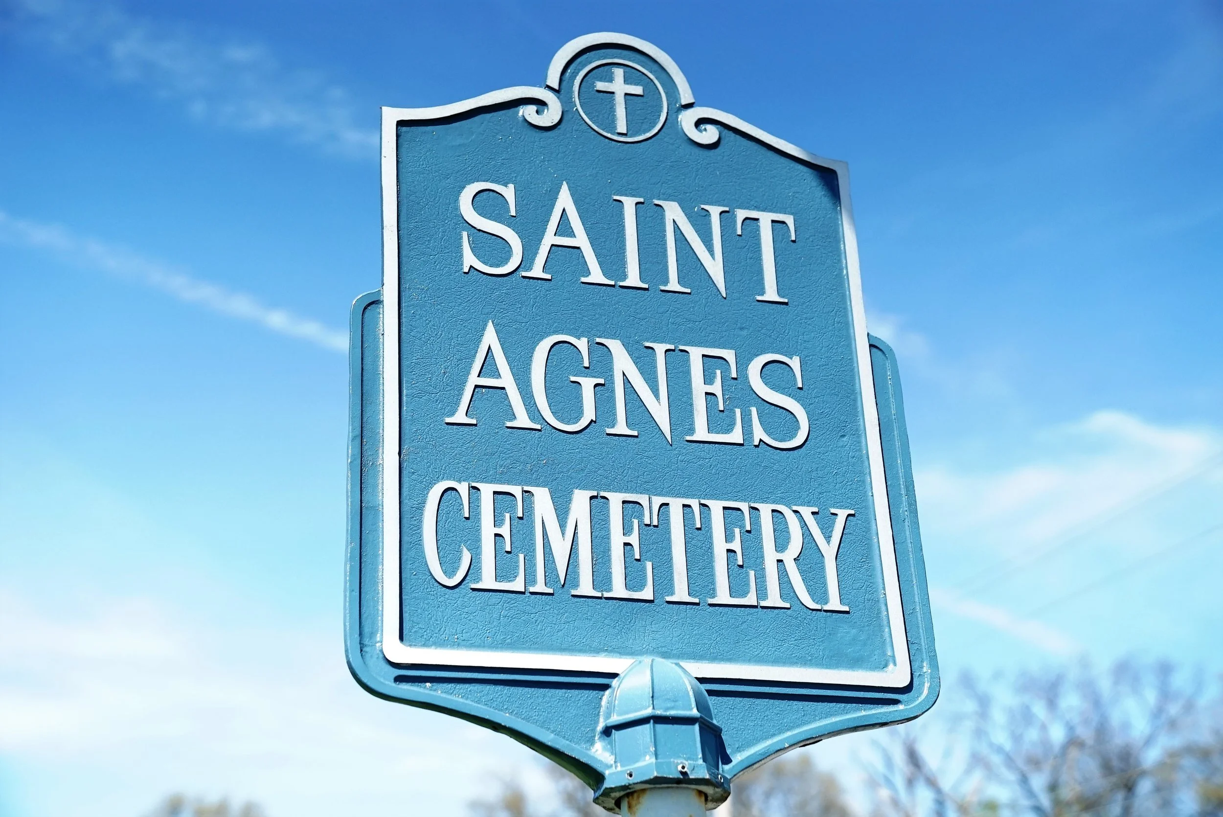 Saint Agnes Cemetery sign. West Chester, Pennsylvania.