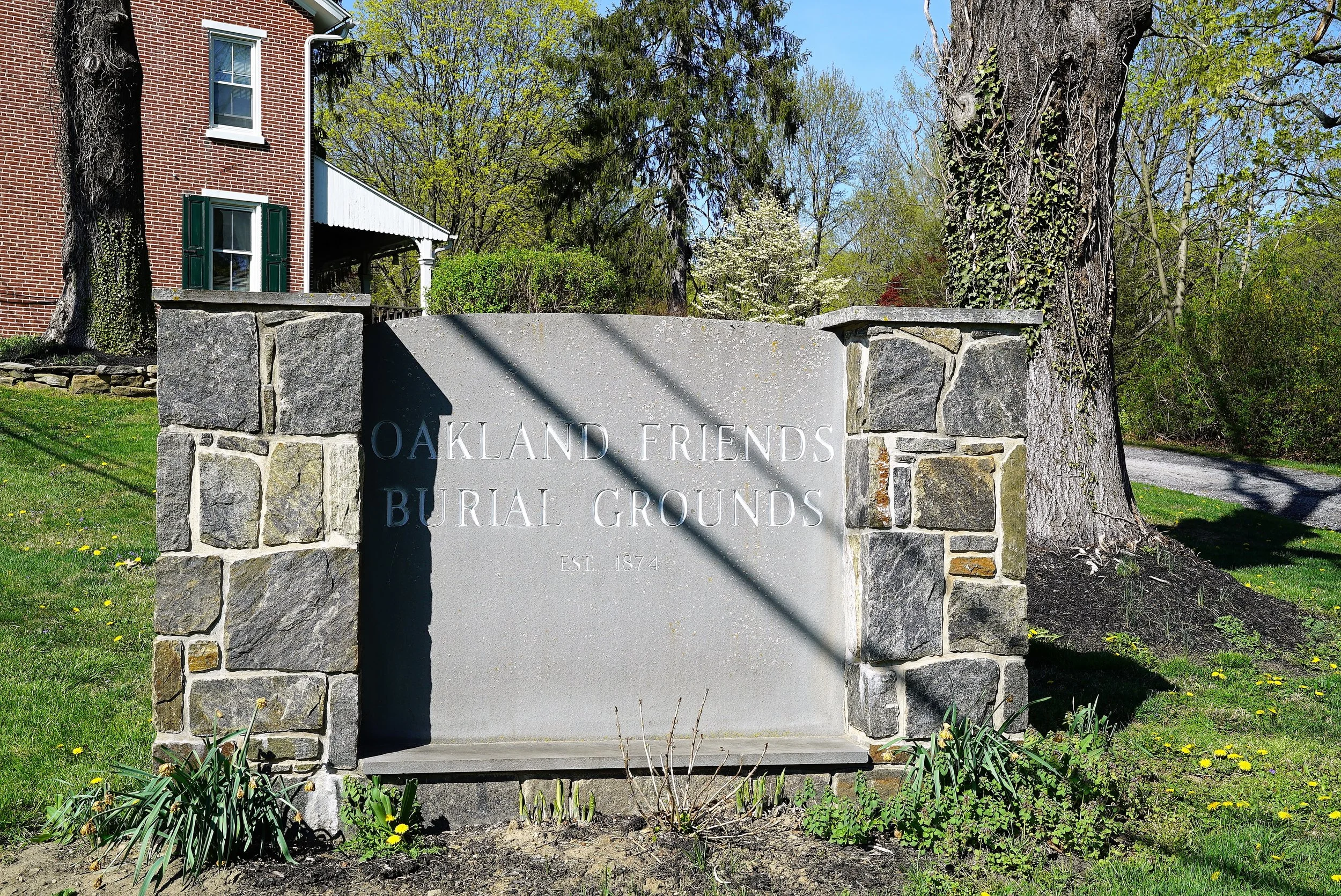 Sign at the entrance to Oakland Friends Burial Grounds. West Chester, Pennsylvania.