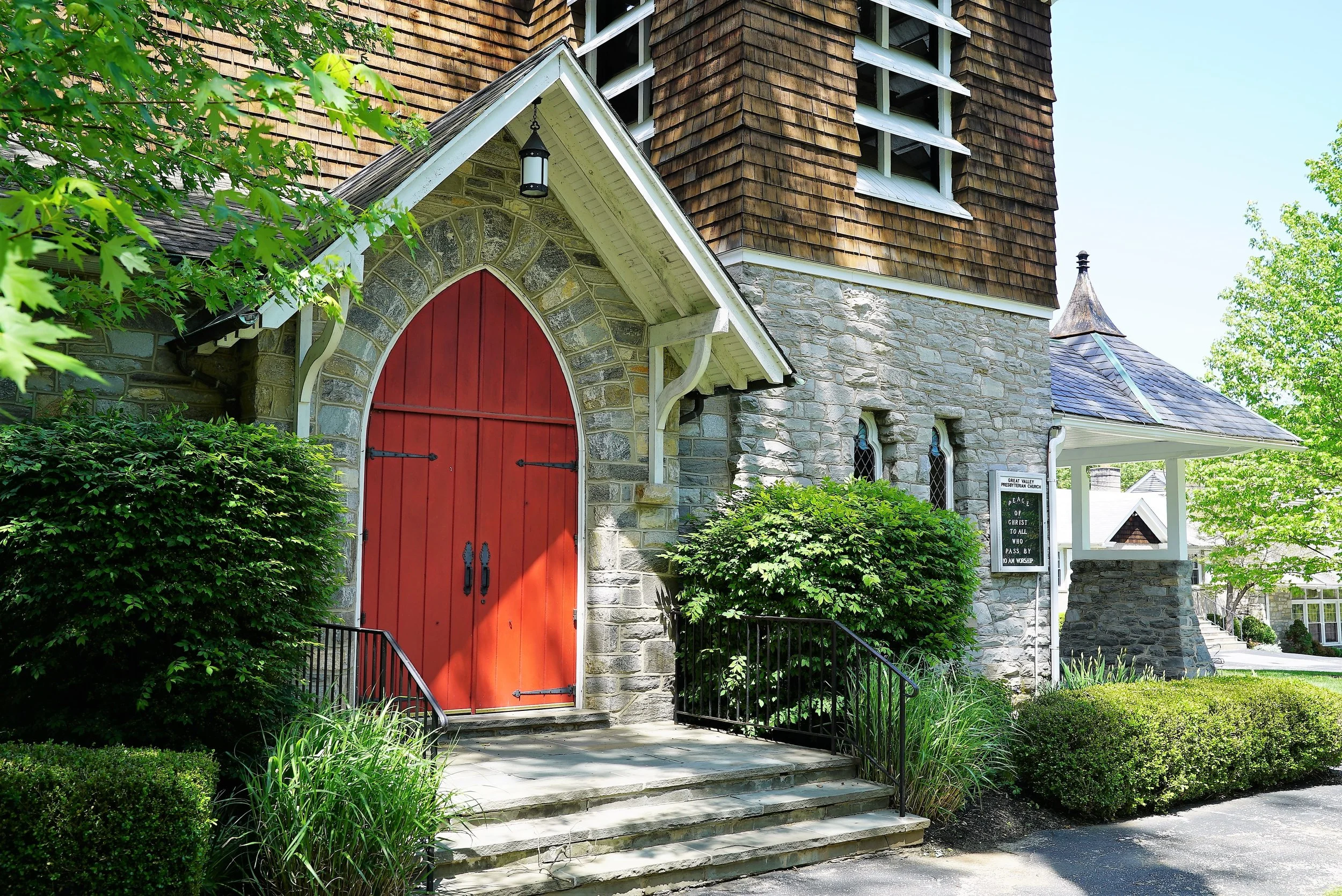 Entrance to Great Valley Presbyterian Church. Malvern, Pennsylvania.