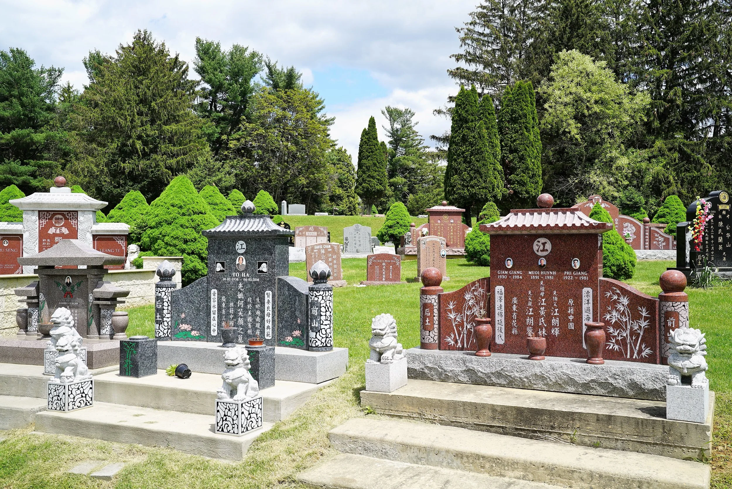 Asian memorials at Hillside Cemetery. Roslyn, Pennsylvania.