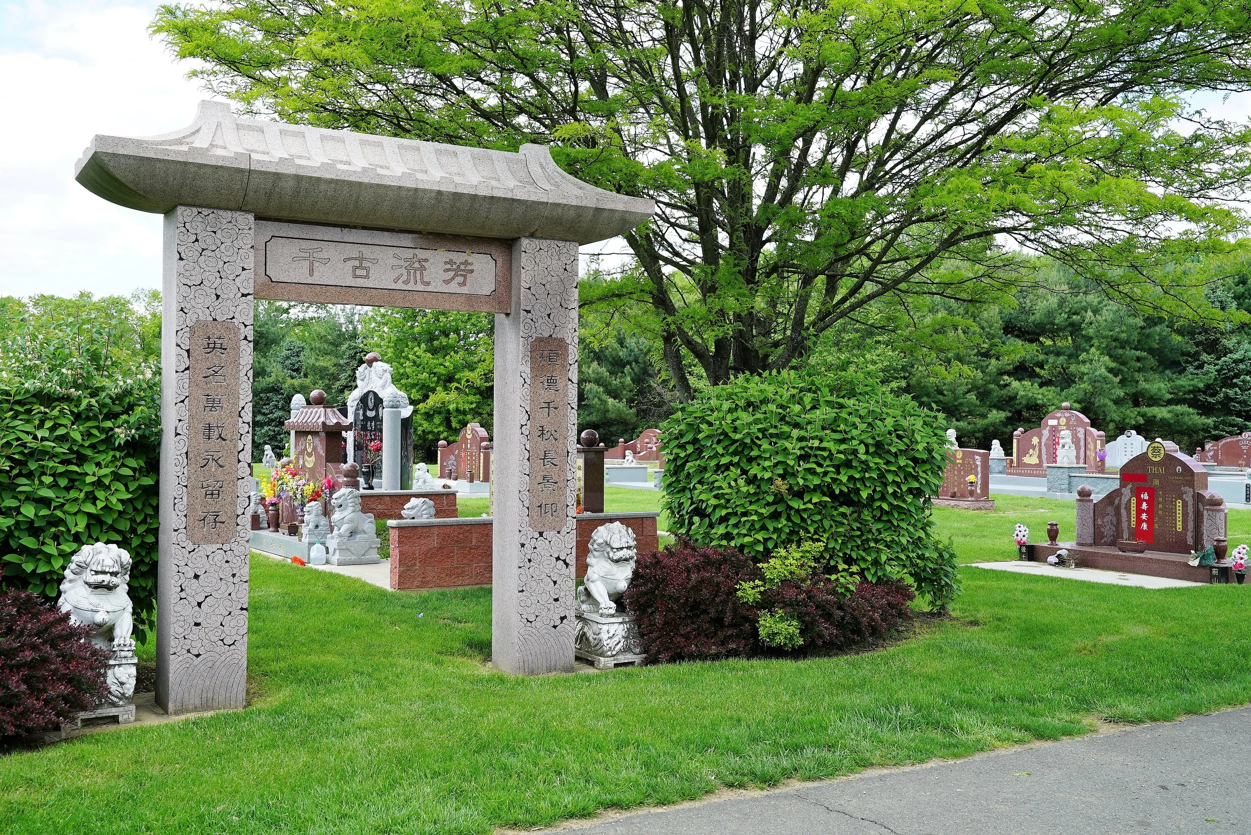 The scene in one of the Asian sections. Hillside Cemetery. Roslyn, Pennsylvania.