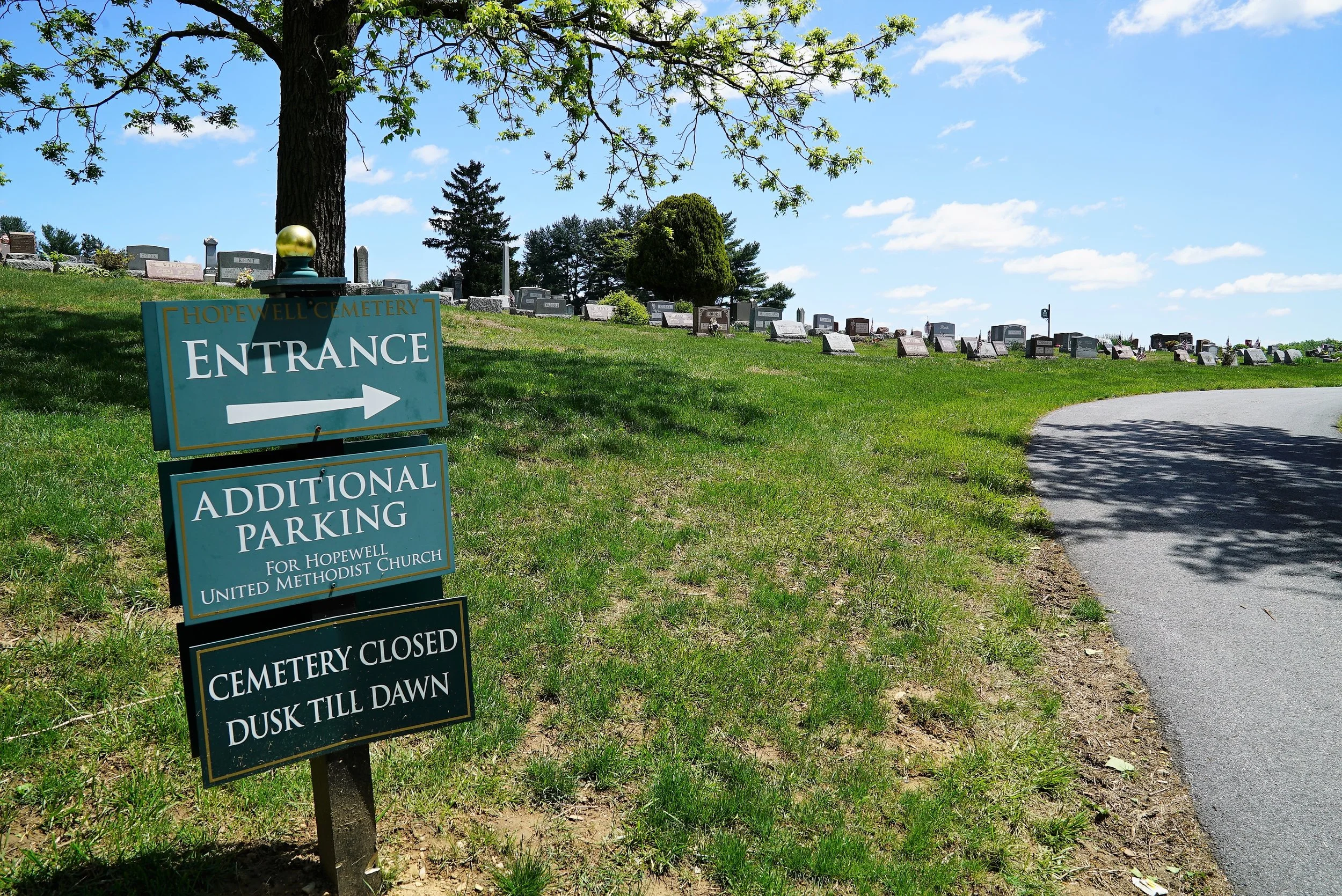 At the entrance... Hopewell Cemetery. Downingtown, Pennsylvania.