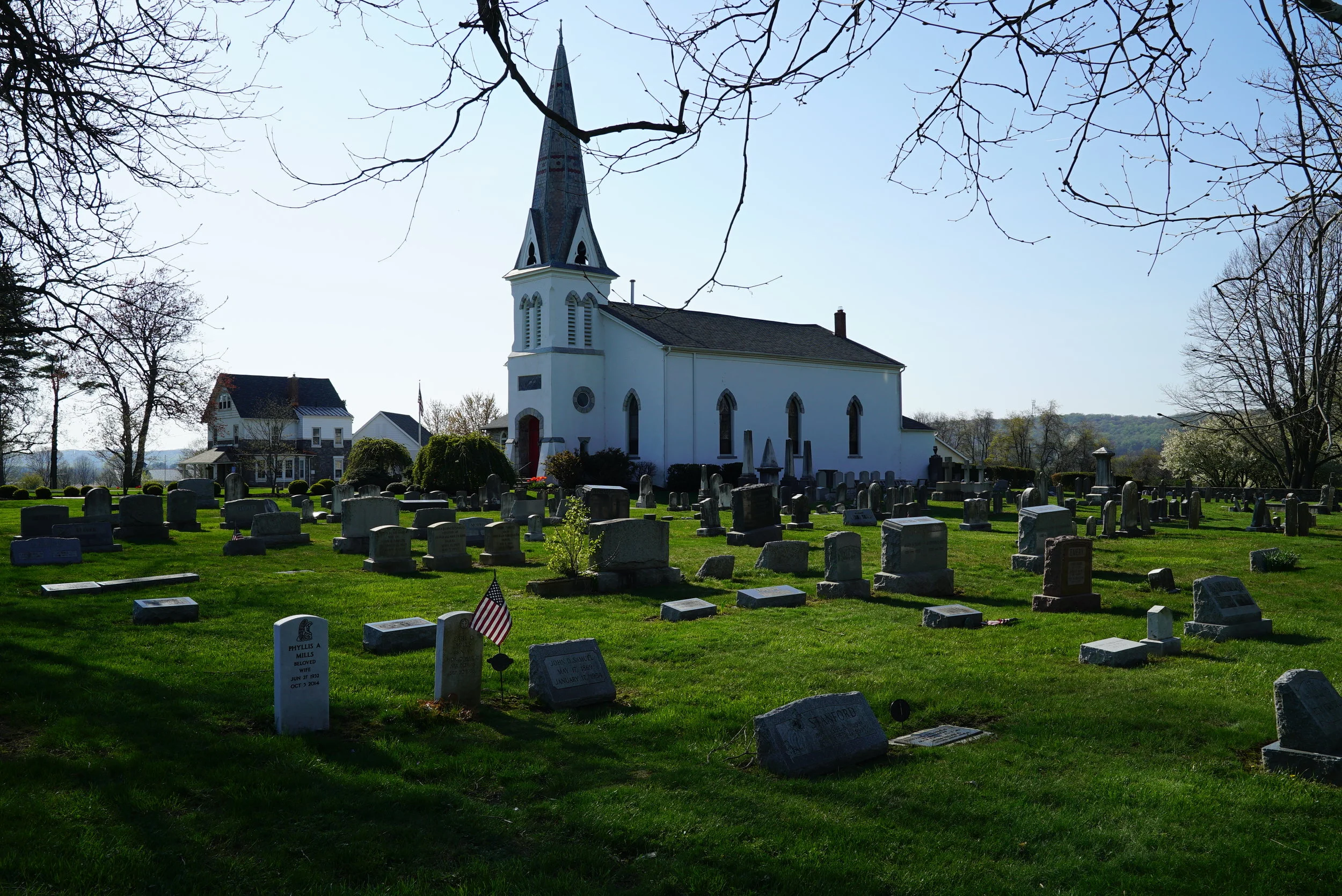 Tombstones at St. Paul's Episcopal Church Cemetery. Exton, Pennsylvania.