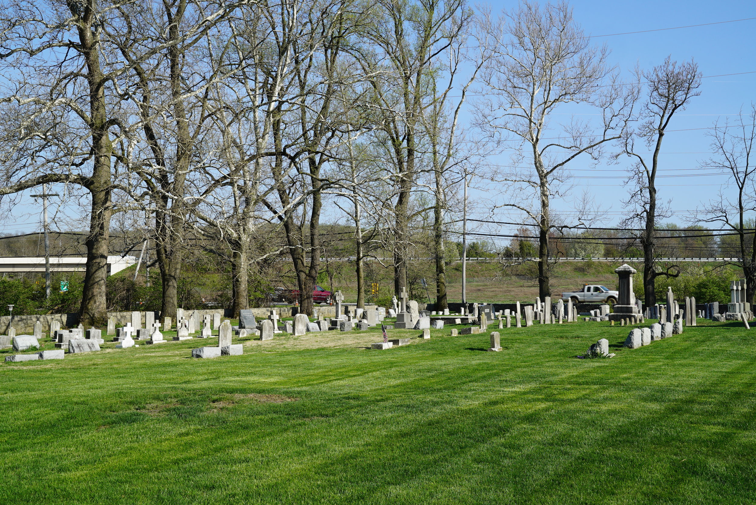Tombstones at St. Paul's Episcopal Church Cemetery. Exton, Pennsylvania.