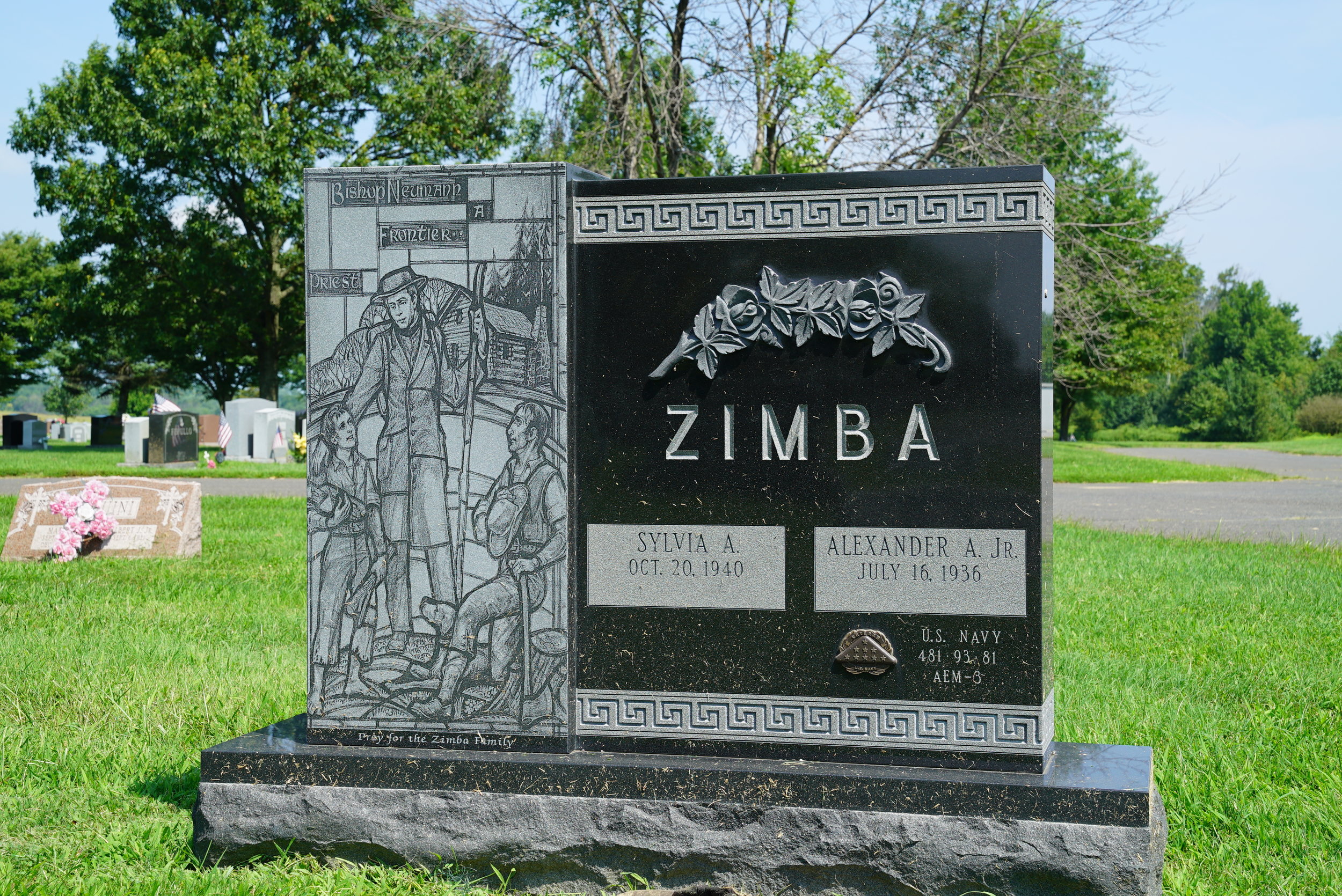  The Zimba stone has a bronze veteran medallion. They are provided free by the Department of Veterans Affairs. 