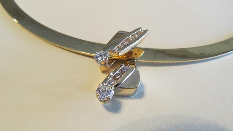   14k yellow gold slide pendant set with diamonds  