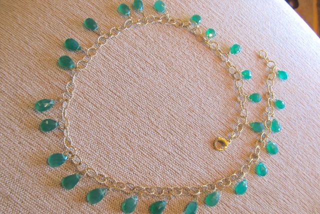   18k twisted wire necklace with briolette chrysoprase  