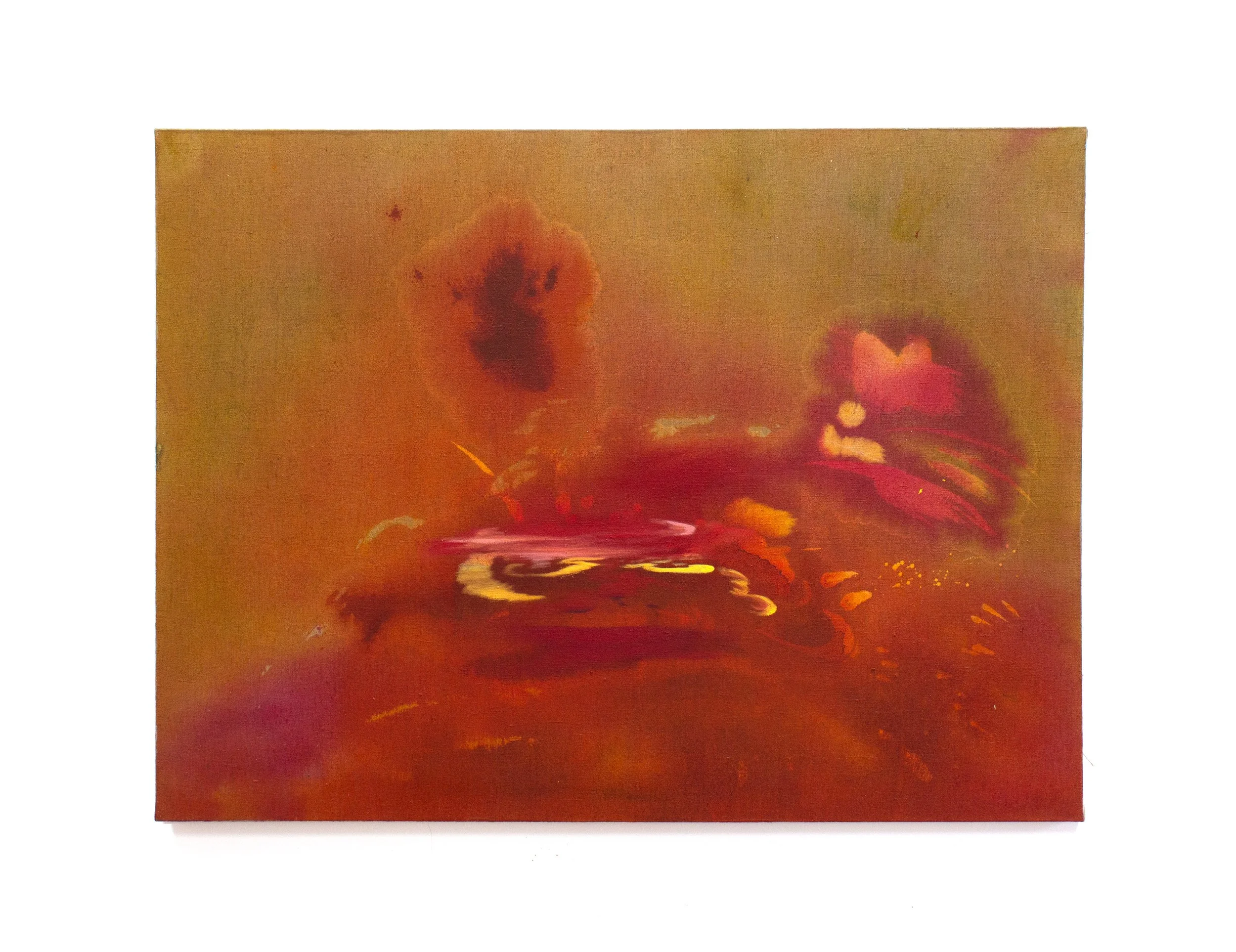  Regrowth  Dye, bleach, and oil on linen  36” x 48”  2023 