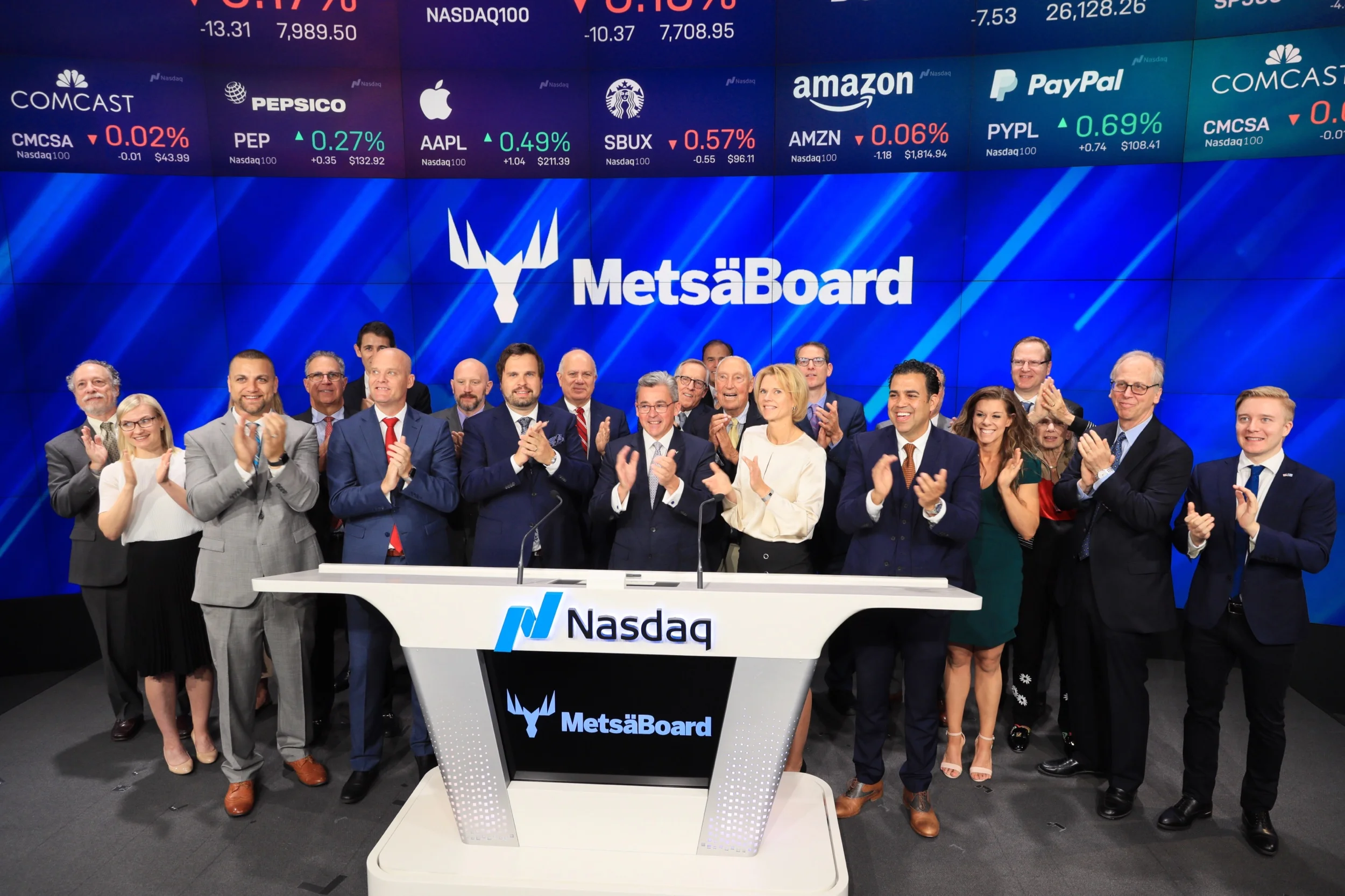 NASDAQ Stock Market Opening Bell Ceremony with Metsä Board
