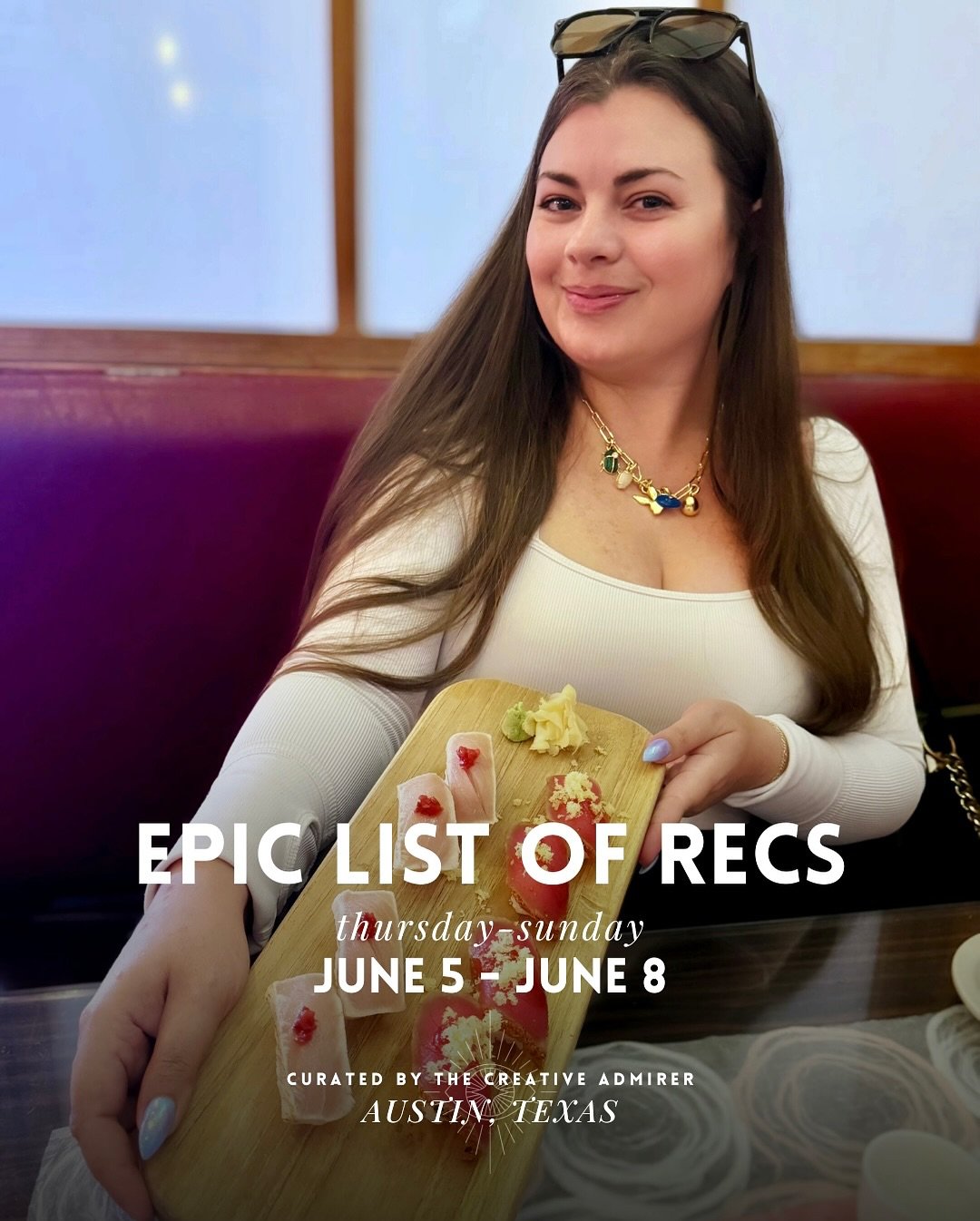 EPIC LIST OF ATX RECS 🙌 Thursday, June 5th - Sunday, June 8th 

LOTS of rooftop parties! Which is cuteee&hellip;
👁️ Make sure to swipe and check out the full list of recommendations! 

The list includes:
✨ @richesartgallery Official Day!
✨ @jameshy