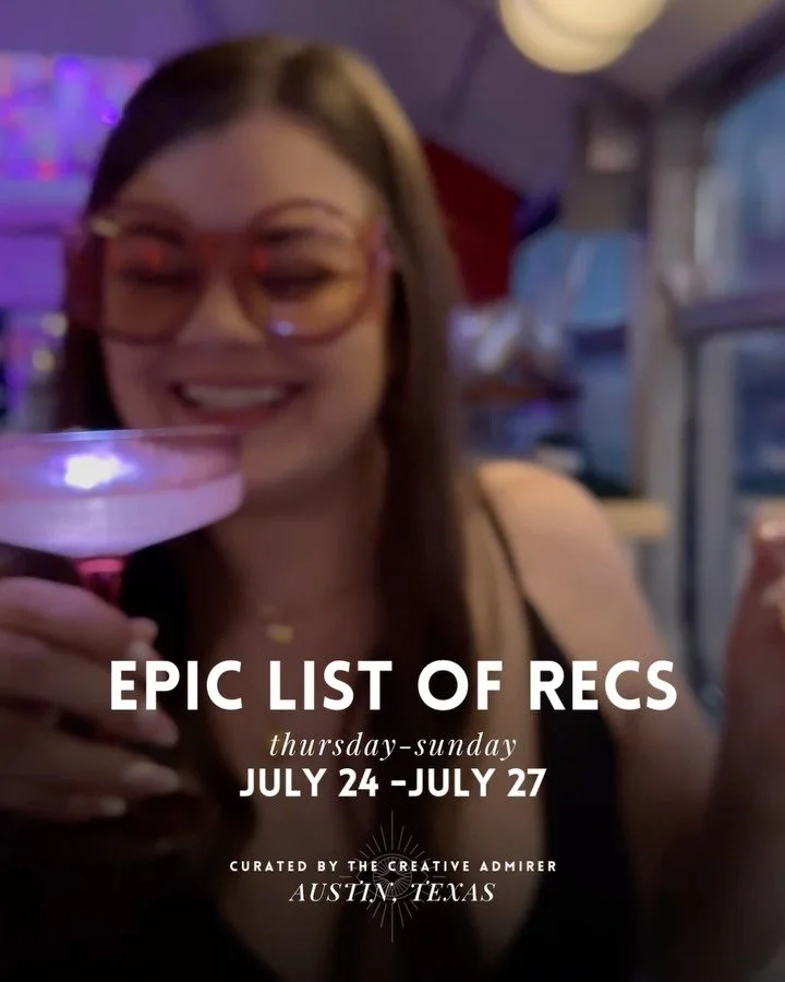 EPIC LIST OF ATX RECS 🙌 Thursday, July 24th - Sunday, July 27th 

It&rsquo;s my birthday weekend, National Tequila Day, and amazing experiences like these to make sure to check out: 
👁️ @fishshopatx Grand Opening 
🧿 Keep Austin Artsy @artuscoart 
