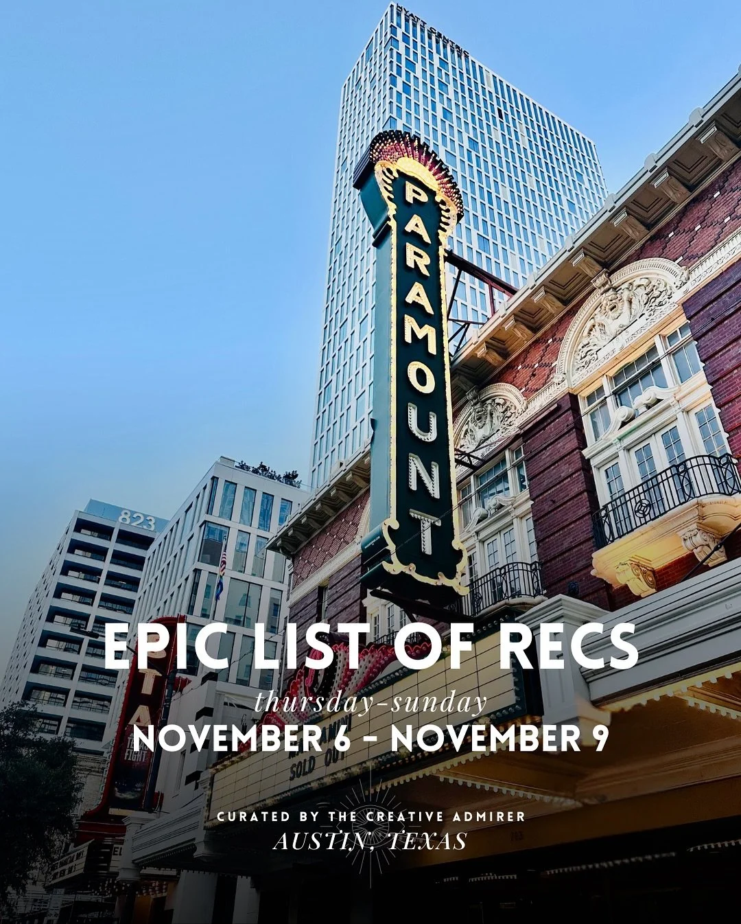 EPIC LIST OF ATX RECS 🙌 Thursday, November 6th - Sunday, November 9th

~ TBH this weekend is LOCO ~ 

🧿 Surreal Luck Weekend One @luckreunion @surrealionart @ion_art_atx
👁️ @artuscoart Hall of Mysteries 
🧿 @daybreaker.atx @batheaustin
👁️ @austin