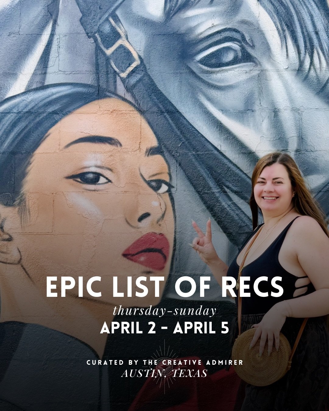 ✨EPIC LIST OF RECS: THURSDAY, APRIL 2ND - SUNDAY, APRIL 5TH 

~ Easter Weekend, always a toss up BUT it&rsquo;s actually looking to be pretty active! Also will be raining off and on so it&rsquo;s causing some adjustments and changes to events, make s