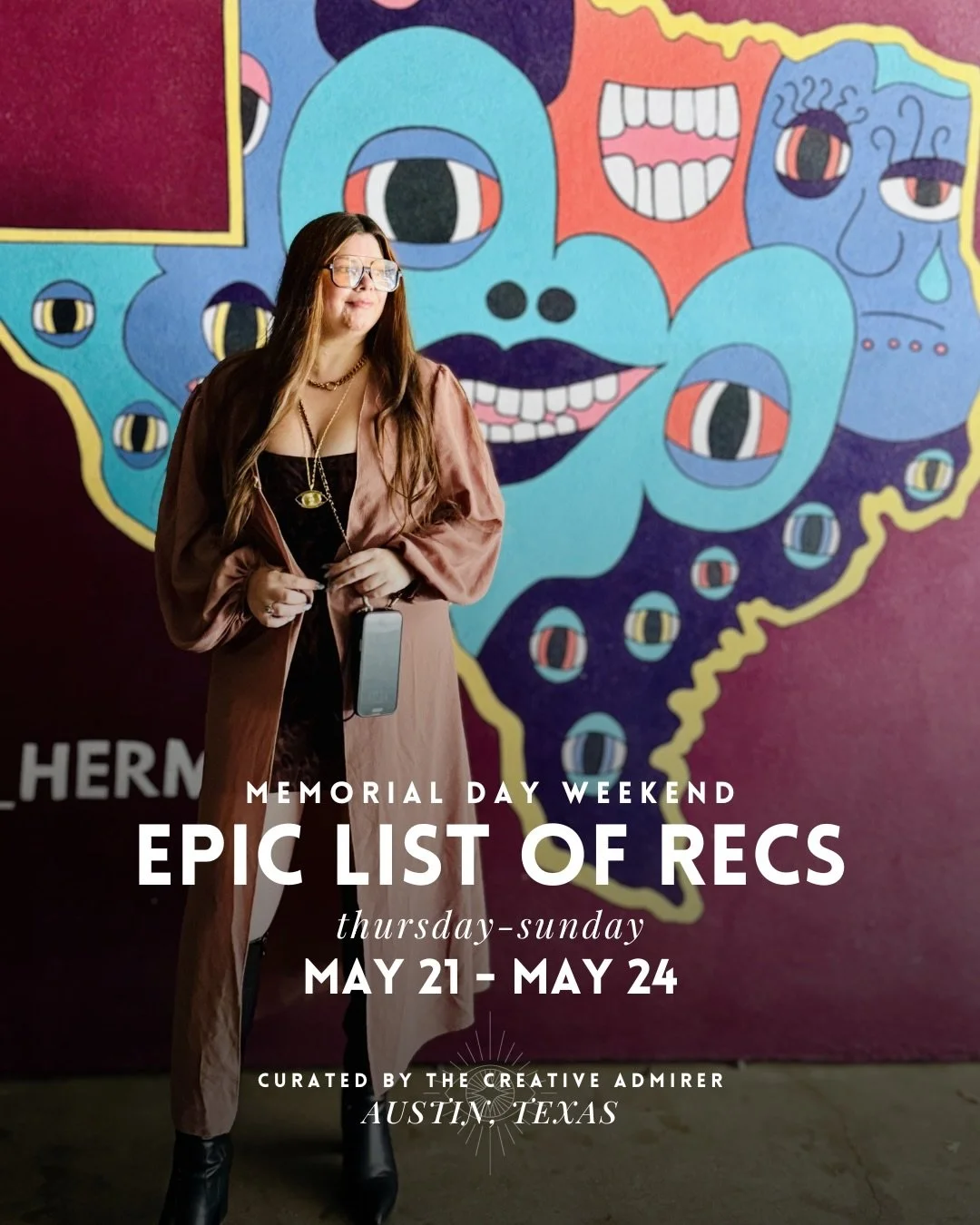 ✨EPIC LIST OF RECS: THURSDAY, MAY 21ST - SUNDAY, MAY 24TH 

~ Memorial Day Weekend, lots going on of course but make sure to double check due to the weather forecast! 

Make sure to check out:
🧿 eternal: sailor moon themed @batheaustin
👁️ 3rd birth