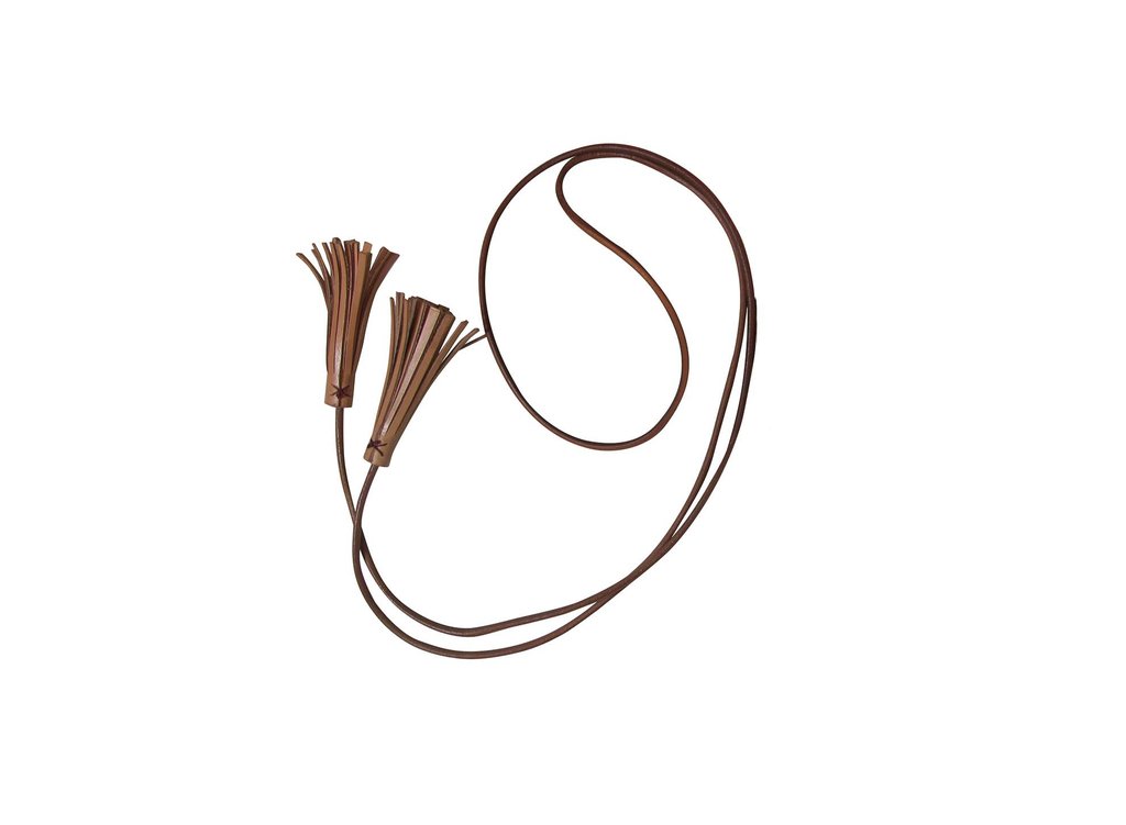 leather tassle belt necklace full grain vegetable tanned leather red stitching spring finn and co made in america talin spring