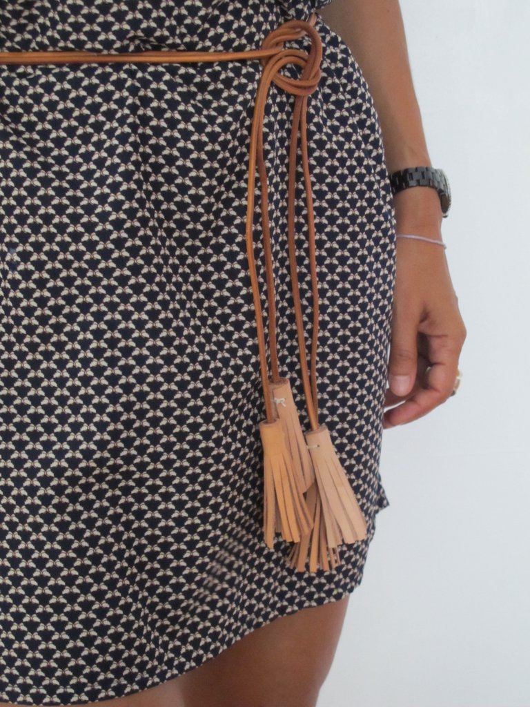 leather tassle belt necklace full grain vegetable tanned leather red stitching spring finn and co made in america talin spring