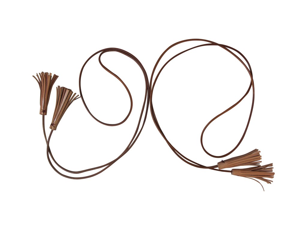 leather tassle belt necklace full grain vegetable tanned leather red stitching spring finn and co made in america talin spring
