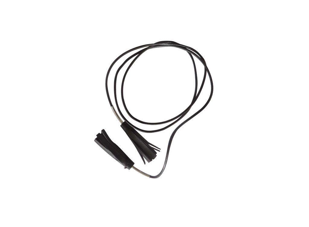 black leather tassle belt necklace with sterling silver leather black stitching spring finn and co made in america talin spring
