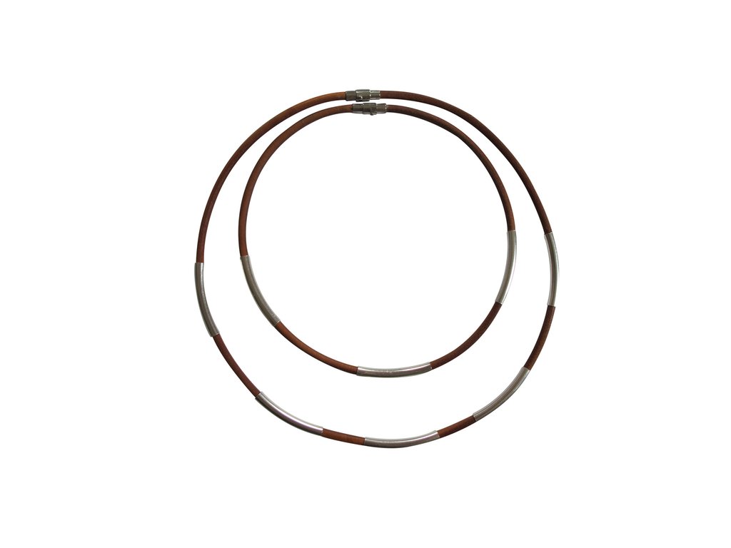 tuareg leather cord necklace with Sterling Silver tubes spring finn and co jewelry talin spring made in america