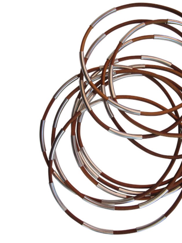 tuareg leather cord necklace with Sterling Silver tubes spring finn and co jewelry talin spring made in america