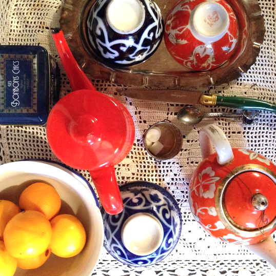 talin's bazaar vintage uzbek ikat blue print tea cup bowl gold rim uzbekistan vintage soviet vintage spring finn and co talin spring