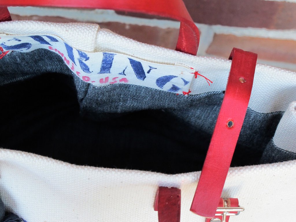 travail white american heavy cotton canvas hand stitched handles vegetable tanned leather spring finn and co made in usa made in america talin spring