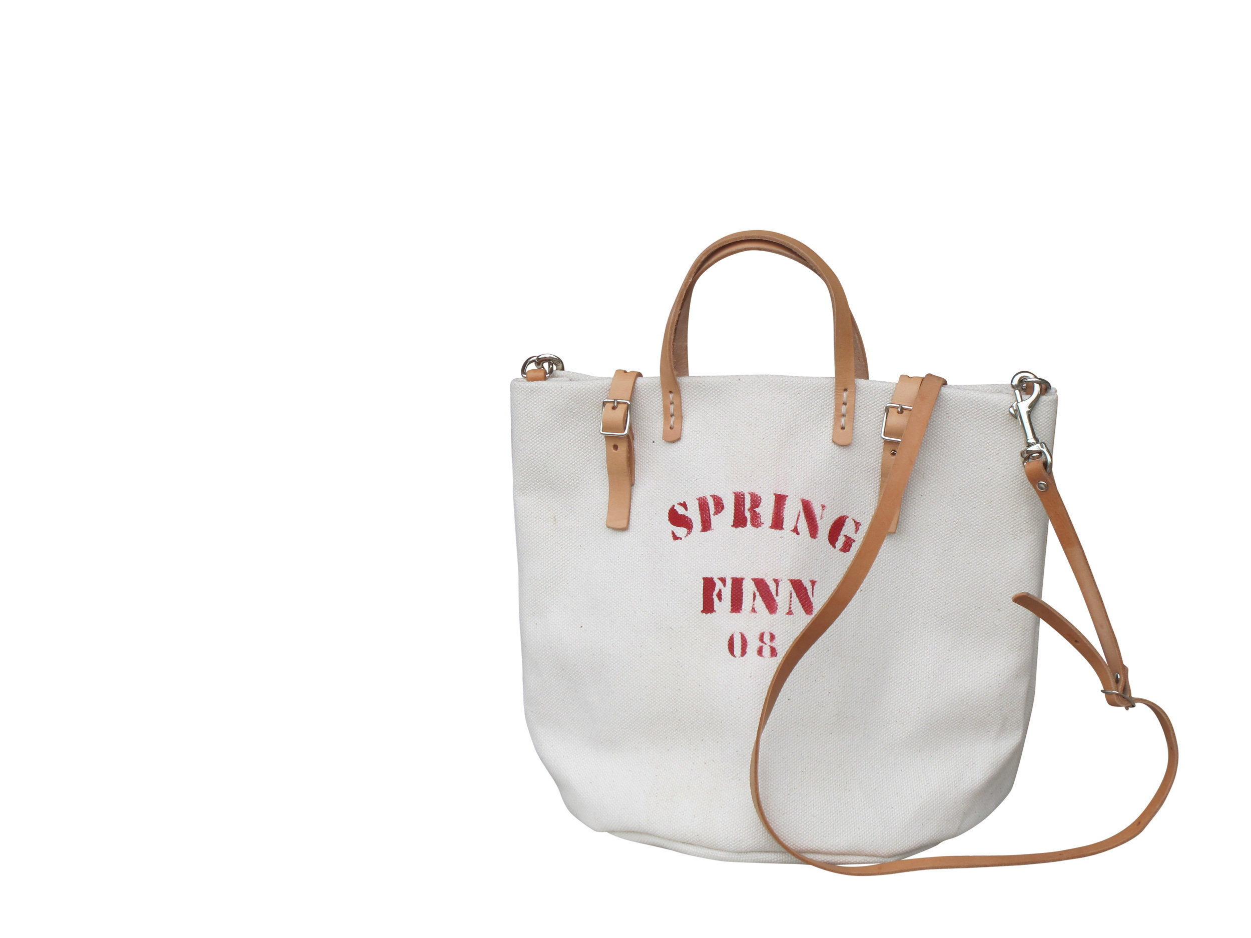 travail white american heavy cotton canvas hand stitched handles vegetable tanned leather spring finn and co made in usa made in america talin spring