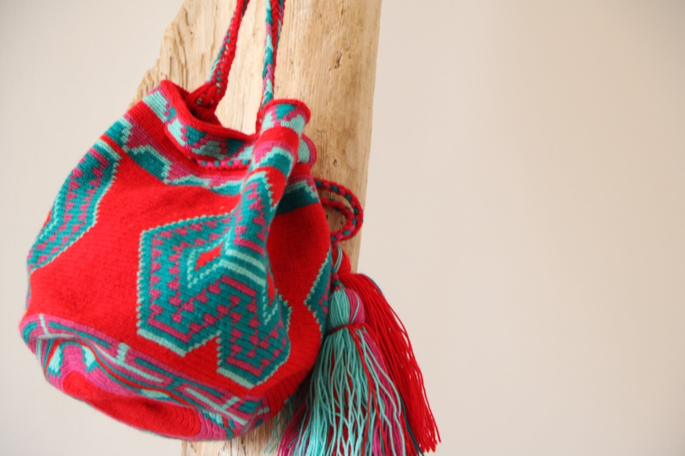 talin's bazaar turquoise pink red mochila colombian sold in usa hand woven loomed natural mochila spring finn and co wayuu mochilas
