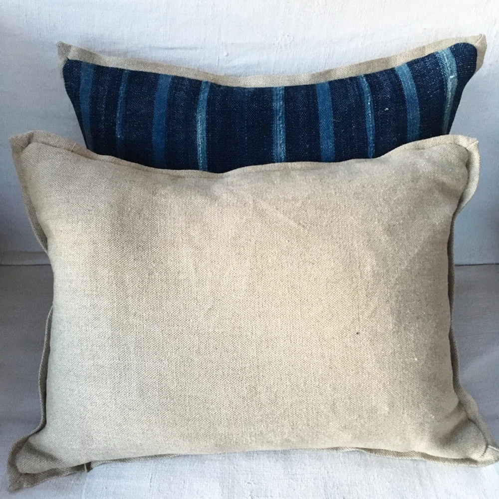 mad cloth pillow indigo spring finn and co design, belgian linen, vintage indigo madcloth pillows mali, linen pillows, vintage pillow, mad cloth pillow