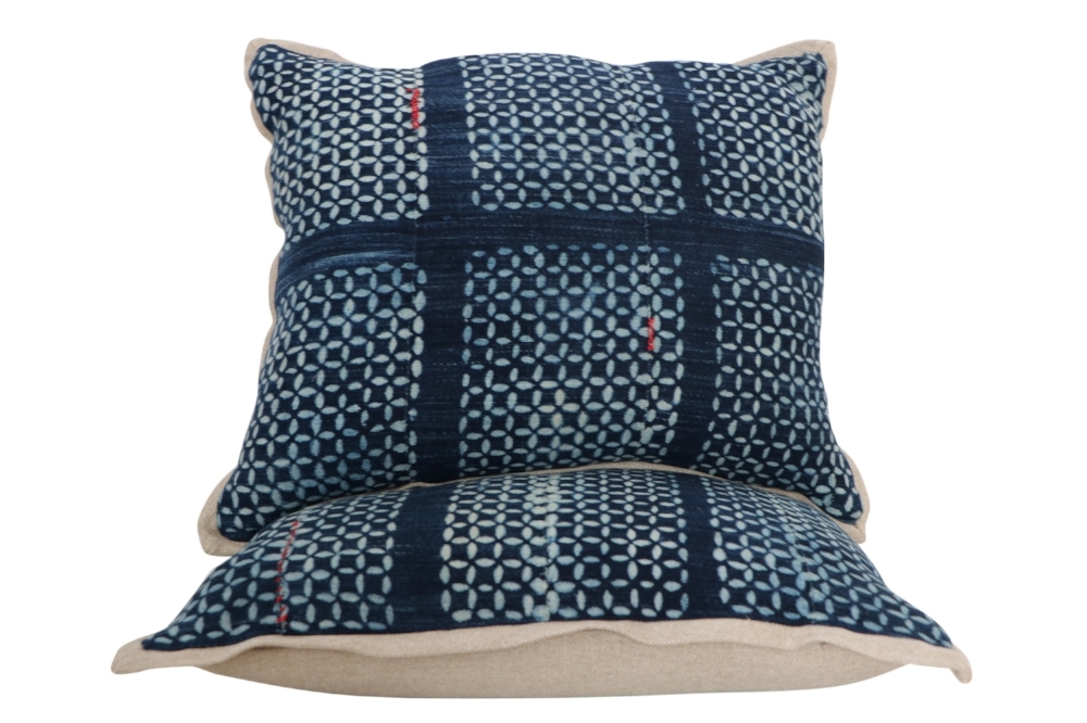 vintage indigo madcloth pillows mali, linen pillows, vintage pillow, mad cloth pillow