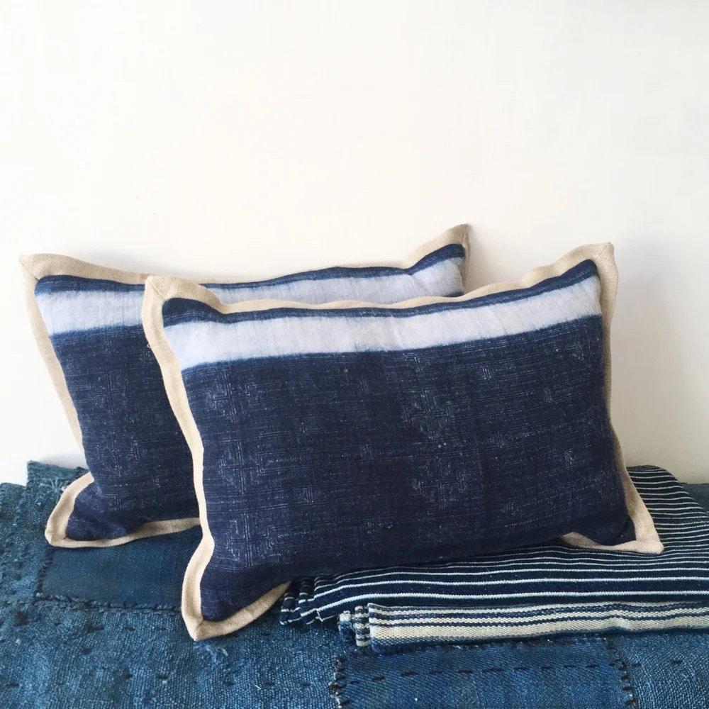 MIAO BATIK VINTAGE FABRIC PILLOW BELGIAN LINEN ANTIQUE FABRIC PILLOW SPRINGFINNANDCO