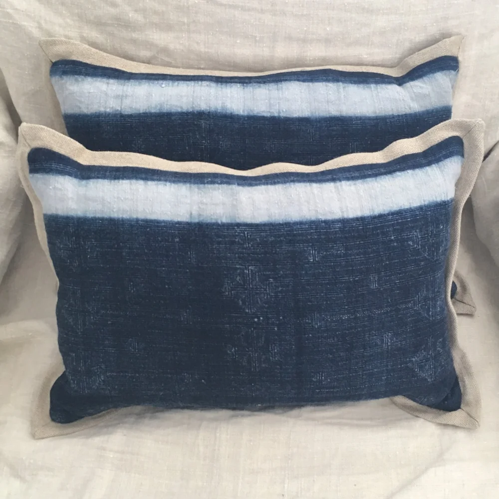 MIAO BATIK VINTAGE FABRIC PILLOW BELGIAN LINEN ANTIQUE FABRIC PILLOW SPRINGFINNANDCO