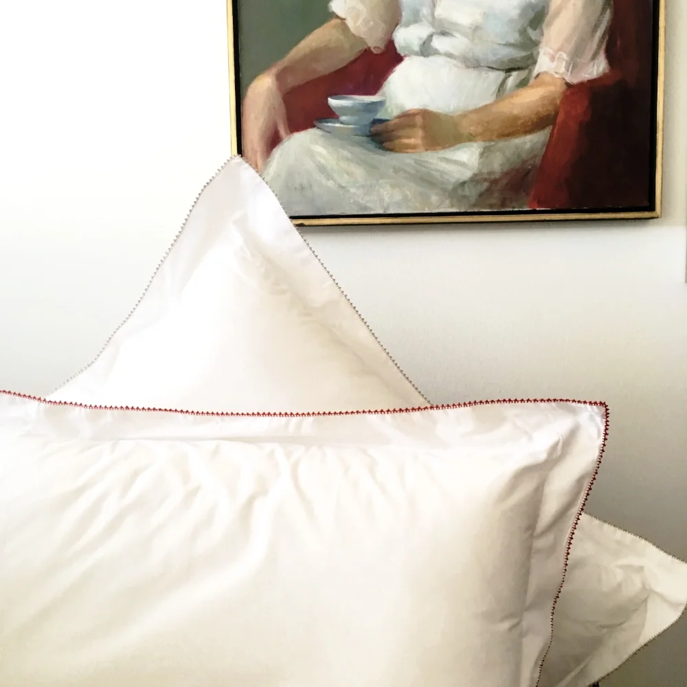 hand embroidered edge pillow case made in morocco needlework pillow case